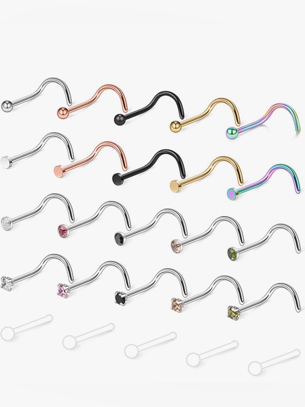 Nose Ring Studs- Curved Twist Screw